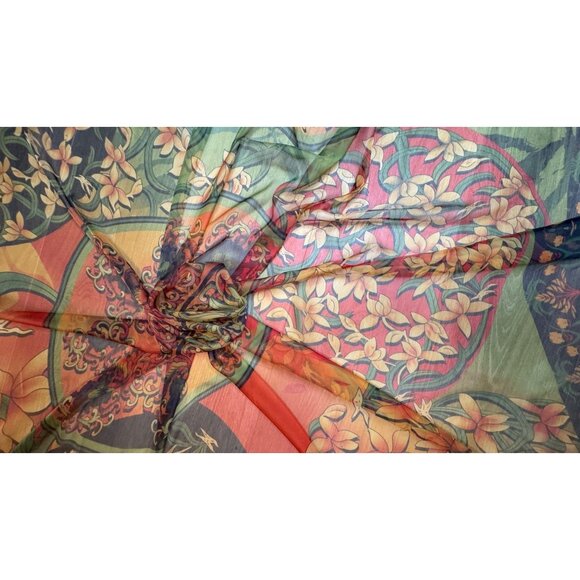 2/$30 NEW Boho Silk Feeling Eclectic Floral Elegant Chic Sheer Design Tropical - Picture 3 of 9